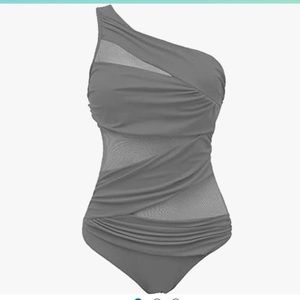 NWT Runtlly Women's One Piece Swimsuits One Shoulder with See Through Mesh Style